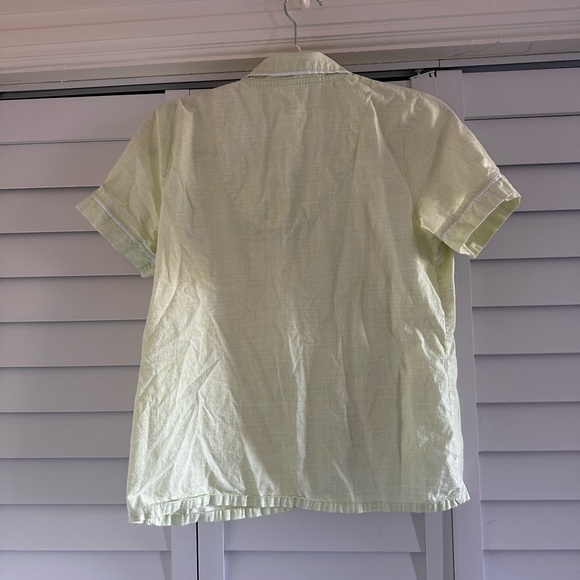 Liz Claiborne Light Green Short Sleeve Pajama Button-Up Top - Picture 2 of 6